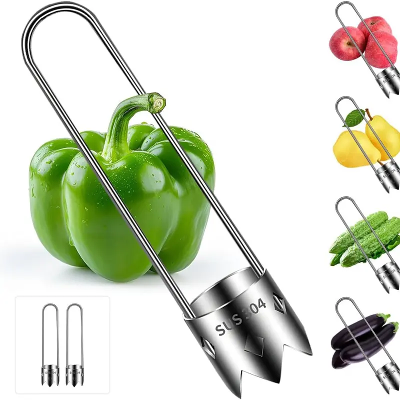 Upgraded Stainless Steel Bell Pepper Corer – Multi-Purpose Fruit & Vegetable Coring Tool for Peppers, Apples, Pears, Tomatoes & More