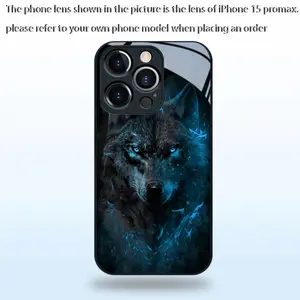 Midnight Wolf Shadow New Pattern Tempered Glass Black Phone Case, suitable for iPhone 17/16/15/14/13/12/11 ProMax/Pro/Plus, high-end trendy anti-drop exquisite creative design, suitable for couples, 11 holidays, gift giving
