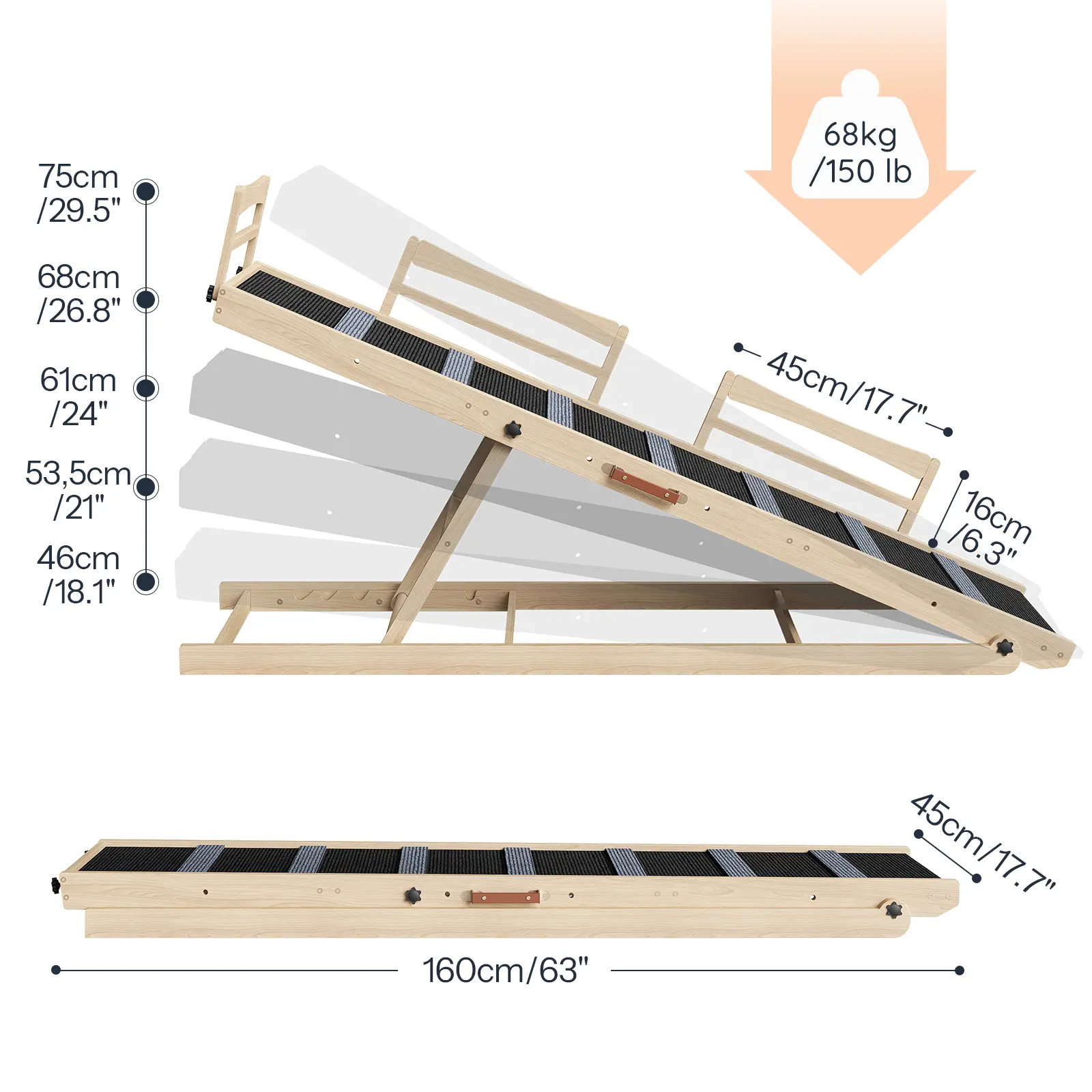 Natural and Black 63” x 17.7”