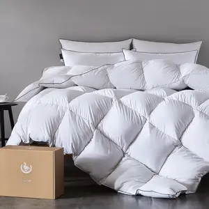 Goose Down Fiber Comforter  Size, 420TC  Australian  Shell, -Season Comforter with  Baffle Box & Double-Stitched Piping (68"x90")