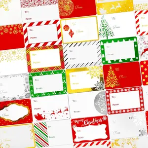 160 Pack Christmas Name Tag Stickers Present with  &  Foil, 3"x2" 32 Assorted Patterns of to from Christmas Labels  for , Adults, Family, , and Business.