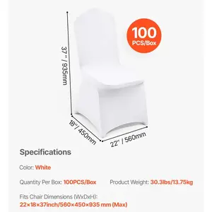 100PK Stretch Spandex Folding Chair Covers – White, Washable, Wrinkle-Resistant – Perfect for Weddings, Parties & Banquets