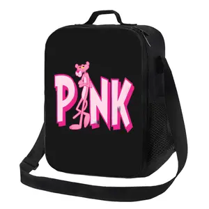 Cartoon Pink Panther anime lunch bag light and large capacity hand-held lunch bag