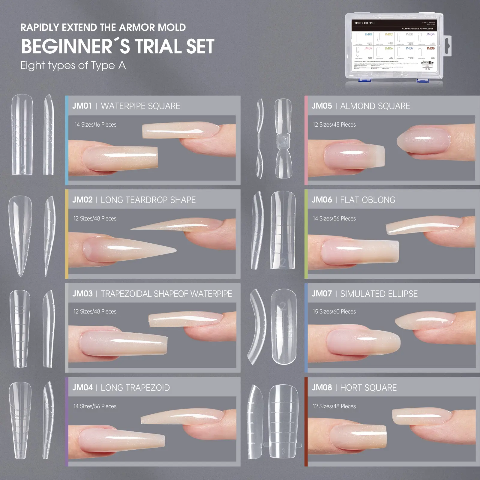8 Shapes Extend Nail Forms