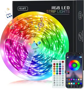 65.6ft LED Lights for Bedroom, Music Sync RGB LED Strip Lights with APP & Remote Control, Luces LED para Cuarto, Bluetooth LED Lights for Room, Home Decoration