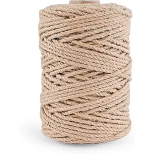 Jute Twine 656ft 4mm,3Ply Twisted Thick Twine Rope  Jute String Roll for Crafts  Wrapping Gardening  Decor Bundling