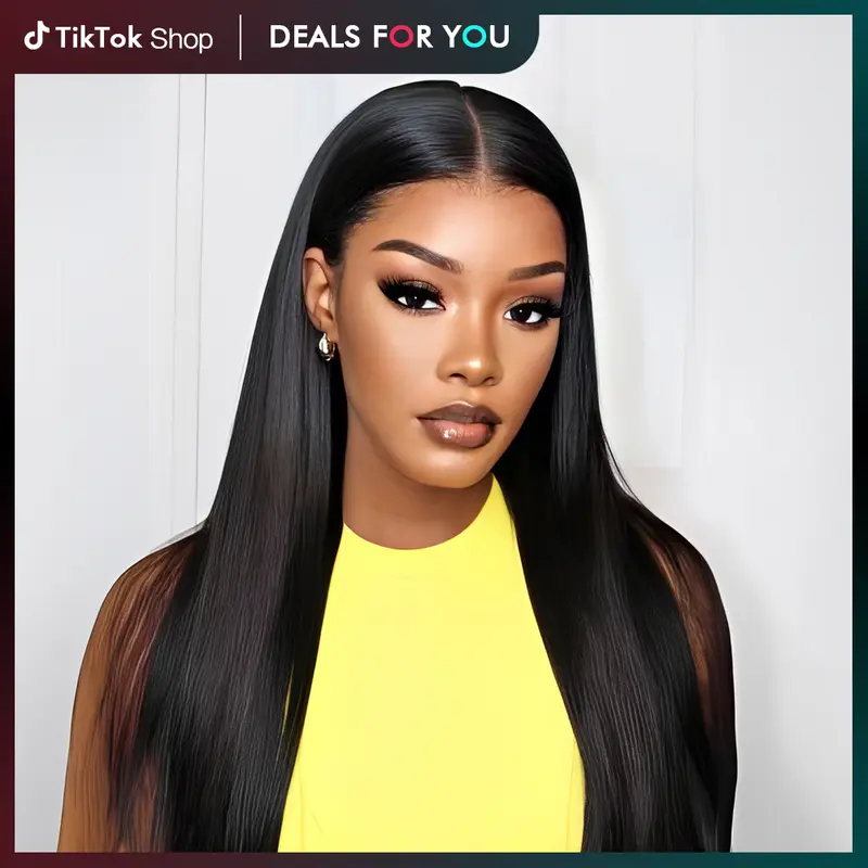 Geeta Hair Long Straight 13x6 Lace Front Wigs Blunt Cut Double Drawn Real Human Hair Wigs 200% Density#SpringStatements