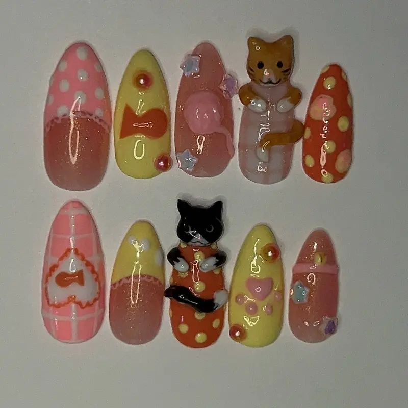 Handmade Kitty Press-On Nails