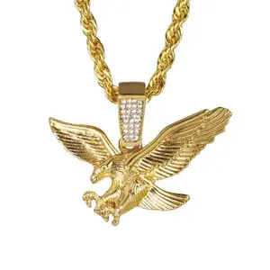 Lightweight Eagle Pendant Cuban Chain Necklace Comfortable Fit For Everyday Versatile Heart Flame Dual-Layer Sterling Silver Cross with Bear Flower Box nut safety pin Gradient Diamond Bead Stainless Steel Link Gold Plated autumn rapper