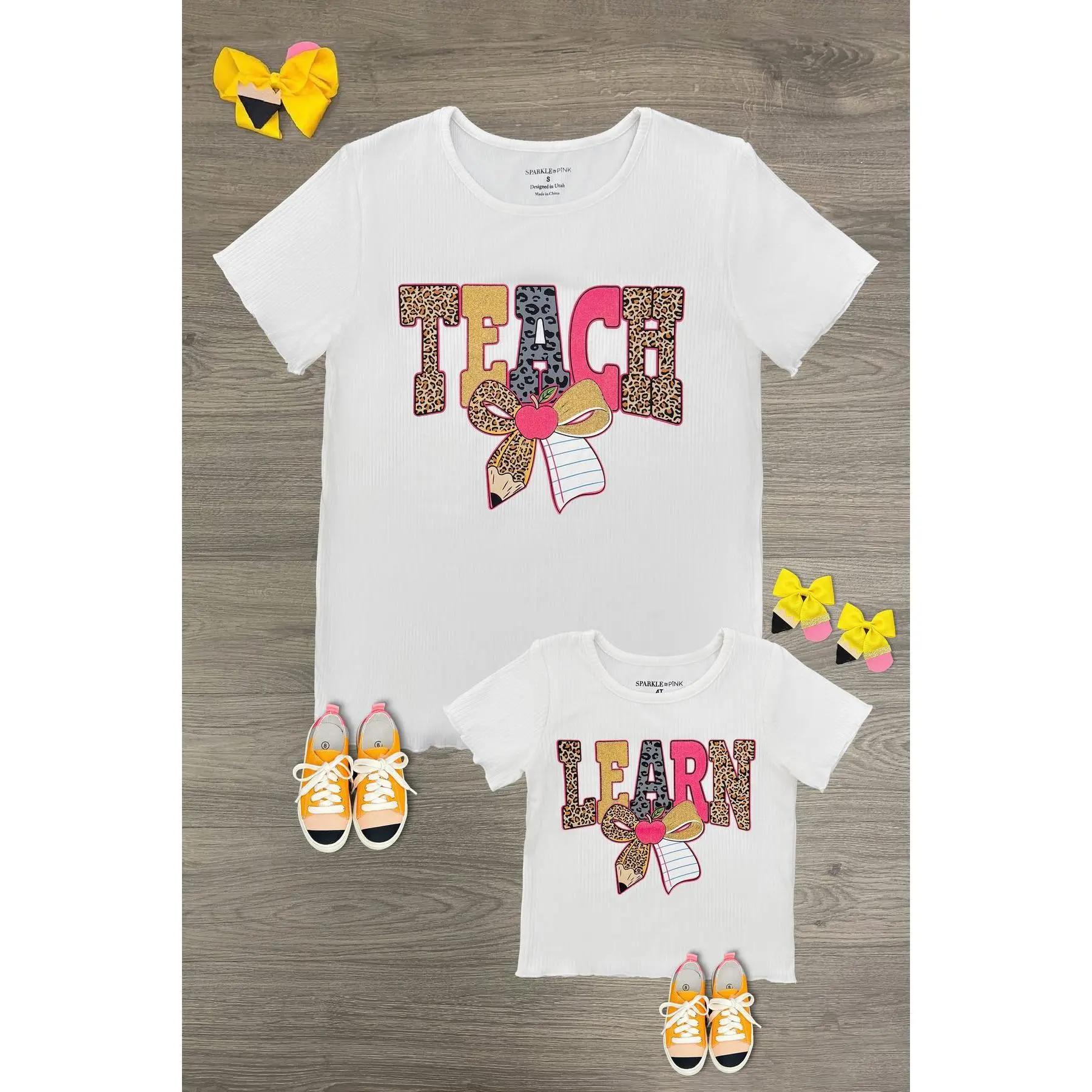 Mom & Me - "Teach & Learn" Glitter Cheetah Print Top