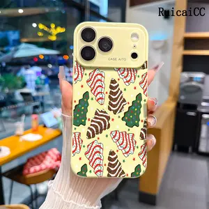 Christmas Tree Snack Cakes Pattern Phone Case for iPhone 17 Pro Max 16 15 Plus 14 13 12 Series Full Camera Lens Protection Shockproof Drop Resistant Durable Phone Case Suitable for All People
