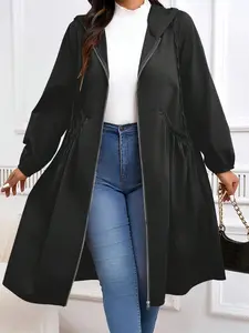 Plus Size Women's Casual Jacket, Long Sleeve Button Front Design, Loose Fit Fall & Winter Outerwear, Comfortable Daily Wear