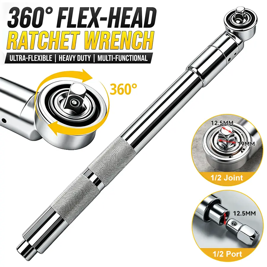 Versatile Compact Offset Extension Wrench，1/2in Forward Reverse Switch Compact Broad Socket Compatibility Impact Extension Wrench with Tight Reach Offset Torque for Tight Spaces