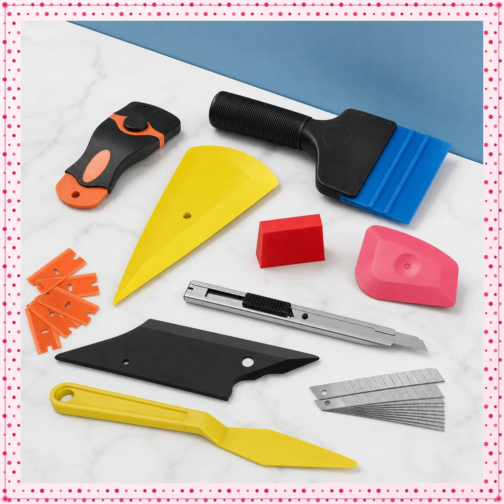 24pcs Window Tint Kit, Professional  Easy-to-Use Window Tinting Tools for Car or Home - Includes Tint Squeegee, Felt Squeegee, and Cutting Knife for Window Film Installation
