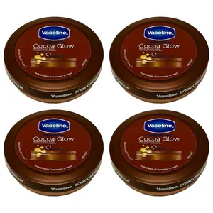 4-Pack Vaseline Cocoa Glow Cocoa Butter Body Cream. Moisturizer for Soft and Glowing Skin. Multi Purpose Body Cream. 2.53 Fl.Oz / 75 ml Lotions Moisturizing Body Care Skin Care Hydrating Comfort Moisture