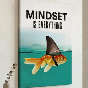Mindset Is Everything   Motivational Poster Success Quote Canvas Print Inspirational Office  Aesthetic Room  for Bedroom Home Office  Entrepreneur   Positive Mindset  Unique Gift Idea for Students Men Teens wall decor Elegant Glass Crystal Rose art