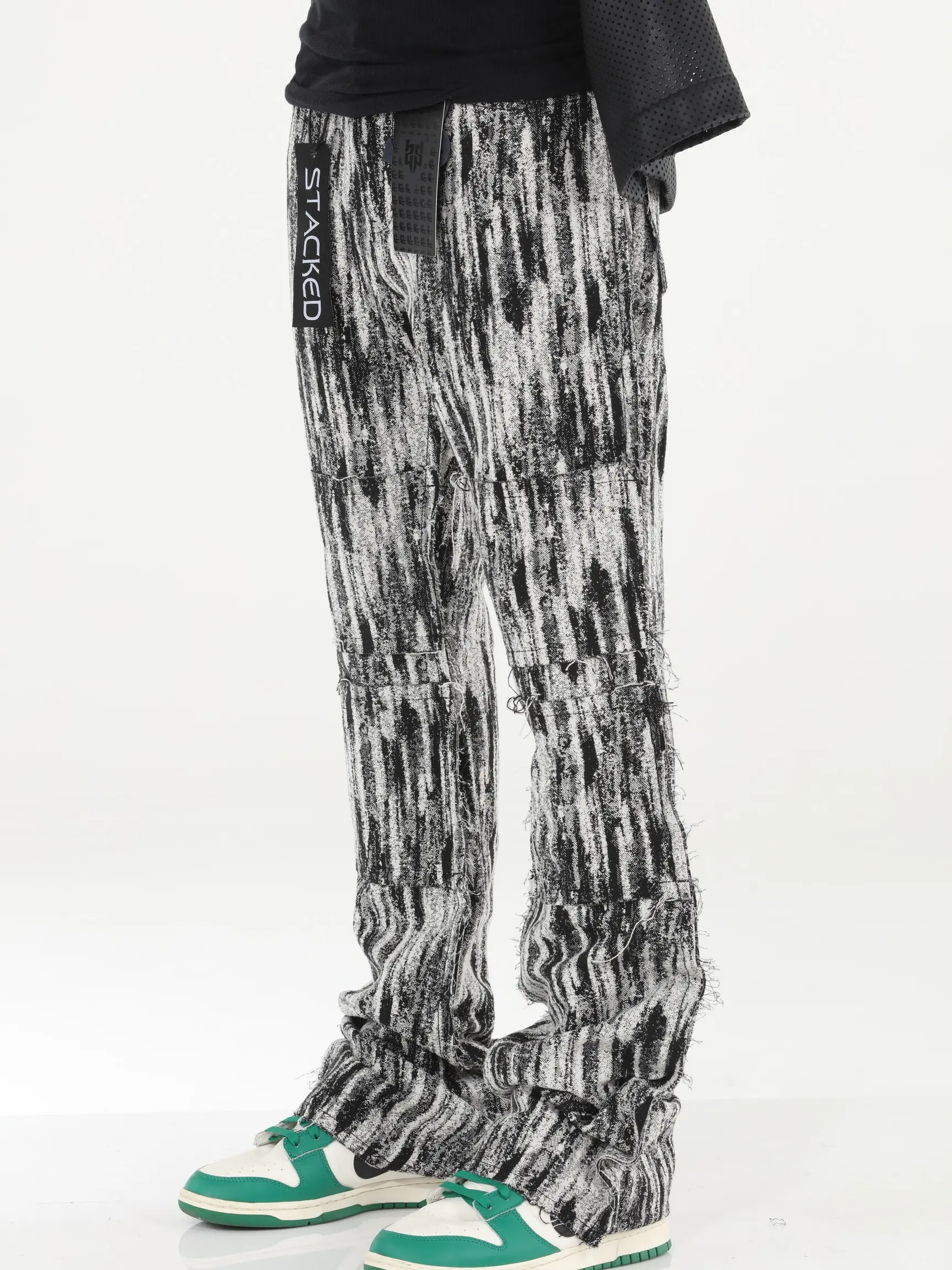 Art Tapestry Stacked Flare Jeans Urban Streetwear