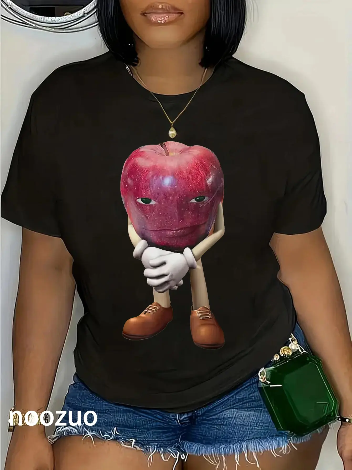 100% Cotton Me Asf Apple Funny Apple With Face Meme Wapple T-Shirt