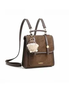 Cocoa Brown Mini Backpack for Women, Vintage Style Faux Leather Backpack Purse, Small Convertible Backpack Crossbody Bag, Lightweight Cute Everyday Bag with Adjustable Strap and Charm, Perfect for Travel, Shopping, Work and Daily Use
