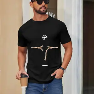 VINTAGE SYMBOLIC "LIFE" ROPE T-SHIRT - MINIMALIST DEEP MEANING CONCEPT TEE