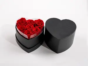 ExoticEtFleur Preserved Red Roses in Heart Shaped Box Romantic Gift for Anniversaries Valentine's Day & More Flowers(can be customize)