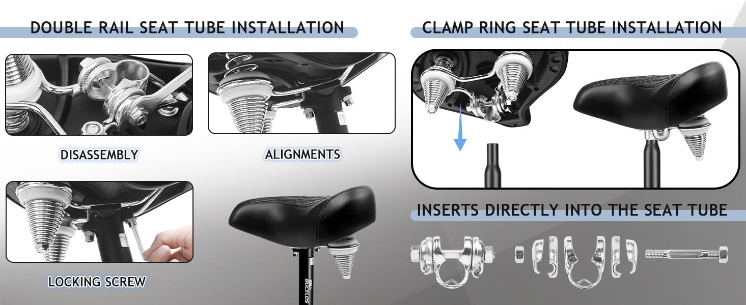 BUCKLOS Bike Seat for Comfort Men Women Wide Bicycle Seats Large Bike Saddle for Ebike Beach Cruiser Peloton Stationary Bike Ergonomic Gel Foam Bicycle Seat suitable for city, mountain, and road bikes ebike parts ride ebikemod