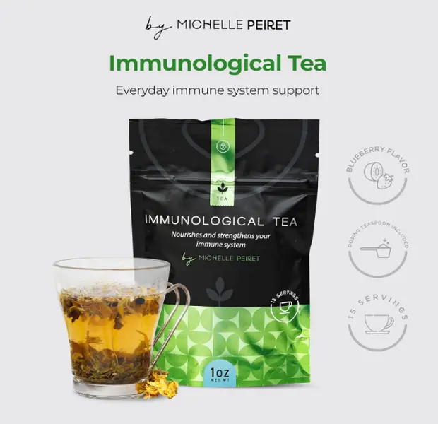 Michelle Peiret Immunity Tea, Natural Green Tea Blend with Echinacea & Rooibos, Antioxidant-Rich EGCG Source, 15 Servings for Immune System Support