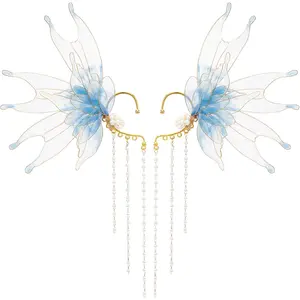 Mermaid Elf Ear Cuffs - Fairy Ear Cuffs with Tassel No Piercing Earrings Cosplay Accessories for Adult Women