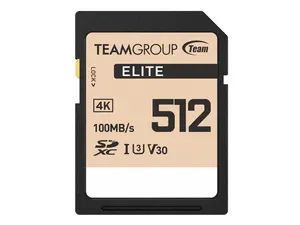 Team Group 512GB Elite 4K SD Card UHS-I U3 V30 Read/Write Speed Up to 100/90MB/s (TESDXC512GIV30P69)