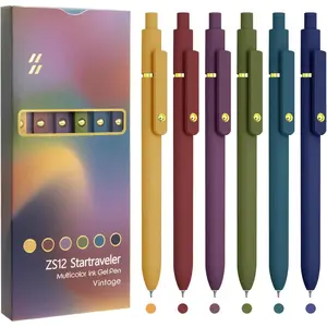 Colorful Pens, 6 Pcs Colored Pens Fine Point Smooth Writing Pen, 0.5mm Colored Ink Gel Pen for Journaling Note Taking Writing, Office School Supplies Gifts for Women (6 Pcs Gold Vintage)