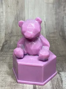 Geometric Pink Sparkle Bear Mini Jewelry / Trinket Box
