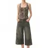 FDR Women’s Distressed Camo Flag Print Tank Top, Slim Fit Y2K Studded Graphic Top, High Stretch Soft Fabric, Sleeveless Summer Cami for Daily Wear, Workout, Casual Streetwear & Layering Outfit