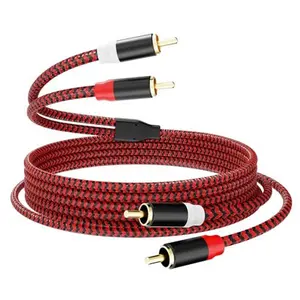 3FT RCA Audio Cable – Dual RCA Male to Male Hi-Fi Stereo Cord, Nylon Braided for Subwoofer, Speakers & Home Theater