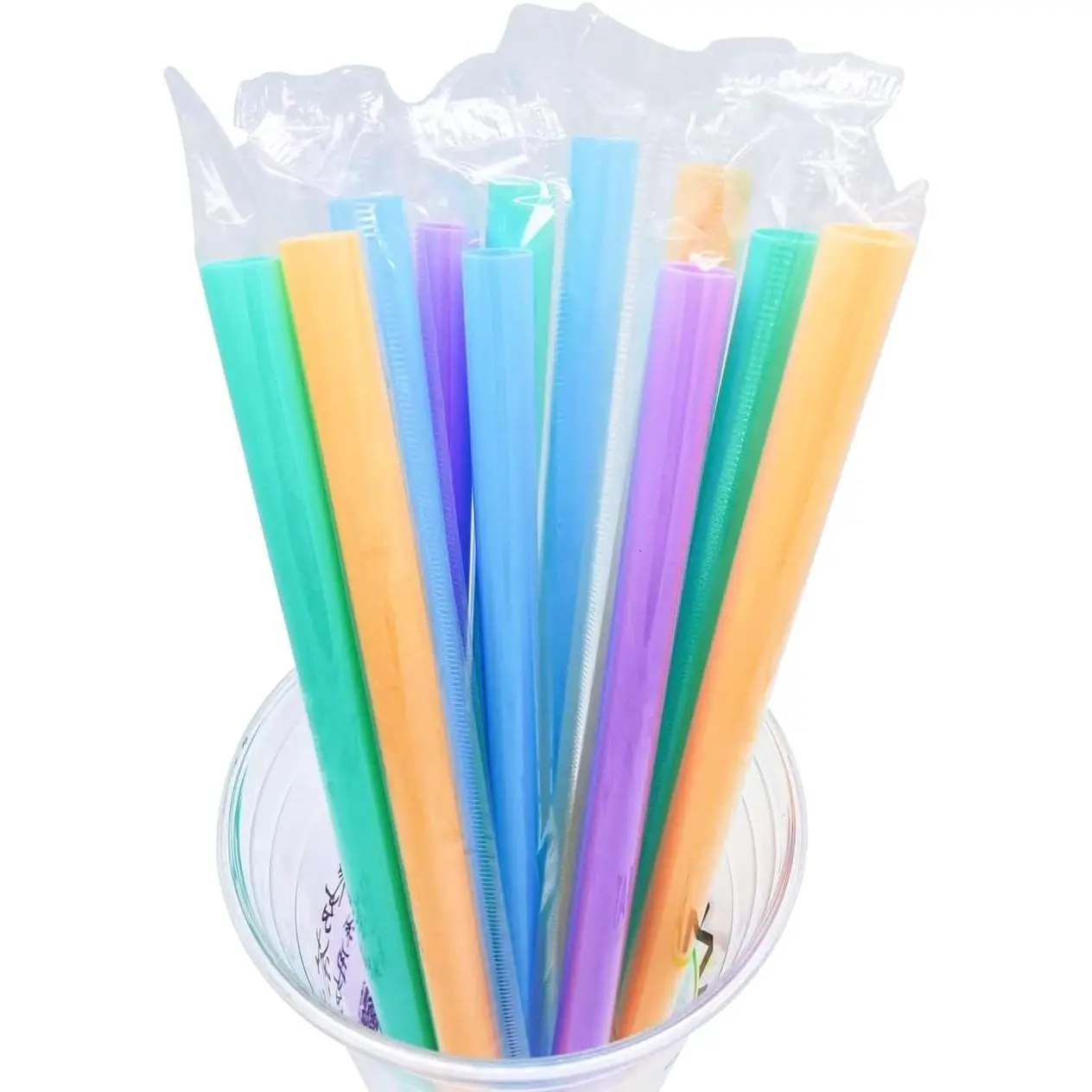 125 count Macarons  Smoothie Straws, Disposable Boba Straws for Smoothies, Milkshakes & iced Coffee, Individually Wrapped Multi Color (12mm Wide & 210mm Long)