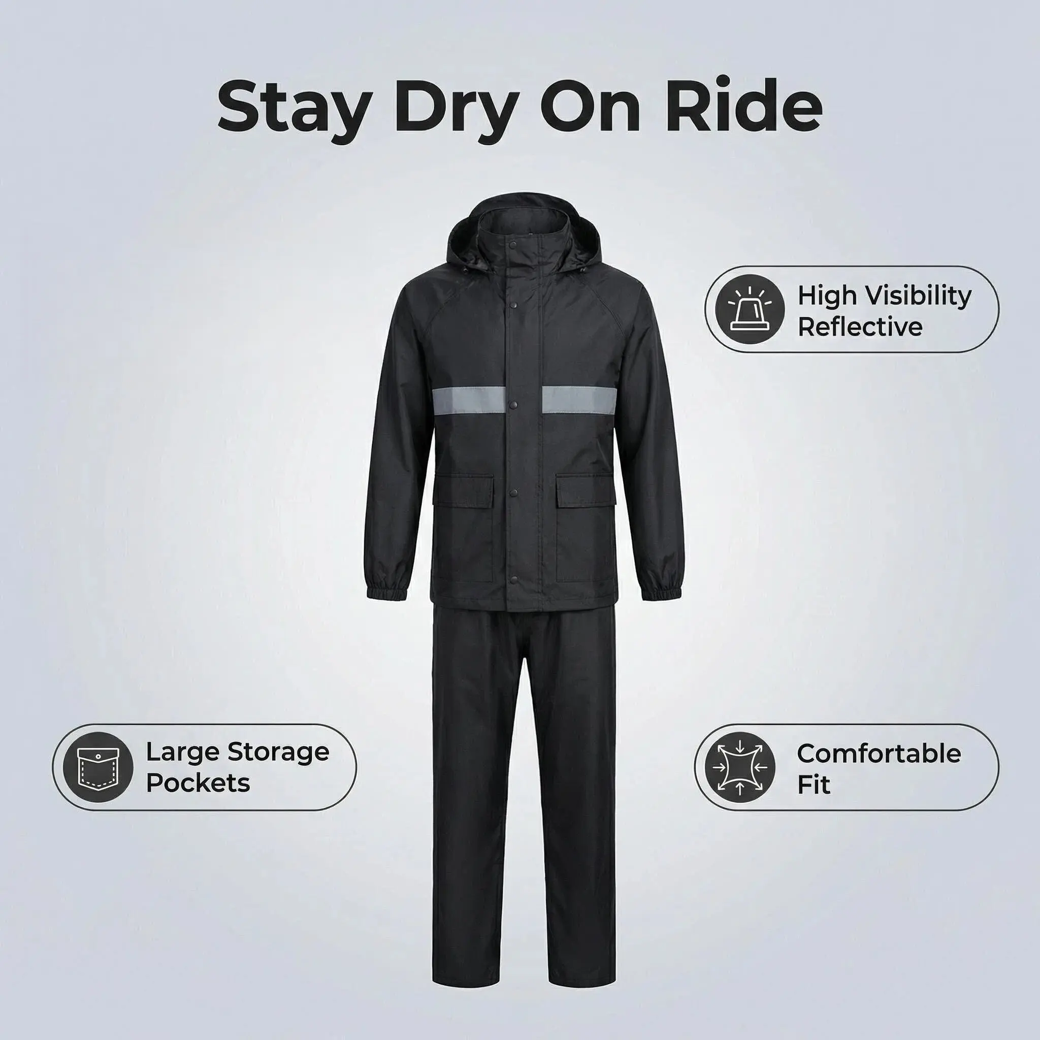 Waterproof, Rainproof Jacket and Pants Set Men Lightweight Breathable Full Zip Hooded Rain Coat Durable Rain Suit Weatherproof Rainwear Windbreaker For Outdoor Hiking Camping Fishing Boating Gardening, Rainy Day, Holiday Gift