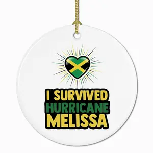 3 in Round Hurricane Survivor Ceramic Ornament - Jamaica Flag Keepsake, Vintage Room Decor, Christmas Gift for Friends & Family