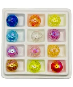 Acrylic and Resin Beads - Vibrant Crackle Style Beads 12mm to 20mm Lightweight Easy to String Multicolor Beads for Crafting Projects