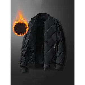 Men's Thickened Solid Color Baseball Collar Open Jacket