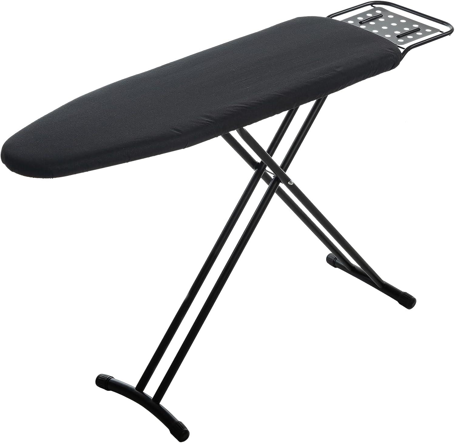 Ironing Board Full Size 54"x13" Heavy Duty Compact Ironing Board with Iron Rest, Heat Resistant Cover with Ultra Thick Padding, Height Adjustable Sturdy Iron Stand, Black