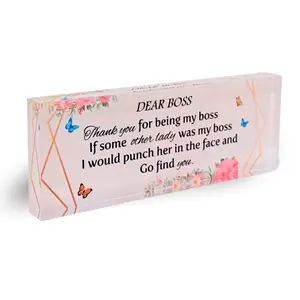 Dear Boss Pink Desk Office Decor - 8x3" Bold Modern Design for Office, Home, or Studio Decor