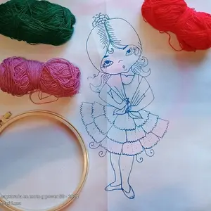 Kit de servilleta para bordar con tres hilos y un aro mediano de plastico