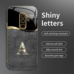 Suitable for [Galaxy S9+] New high-end flash letter environmentally friendly silicone mobile phone case New business simple electroplating silicone mobile phone case Affordable anti-fall and anti-fingerprint-888