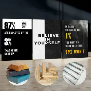 3pcs Wooden Framed Canvas Wall Art Fashion Motivational Slogan Modern Classic Art Deco Style, Waterproof & Odorless HD 8K Print, Indoor/Outdoor Home Decor for Living Room, Bedroom, Office - Perfect Gift for Friends & Family