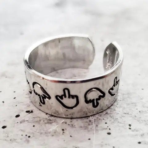 Middle Finger Parade Wide Band Ring