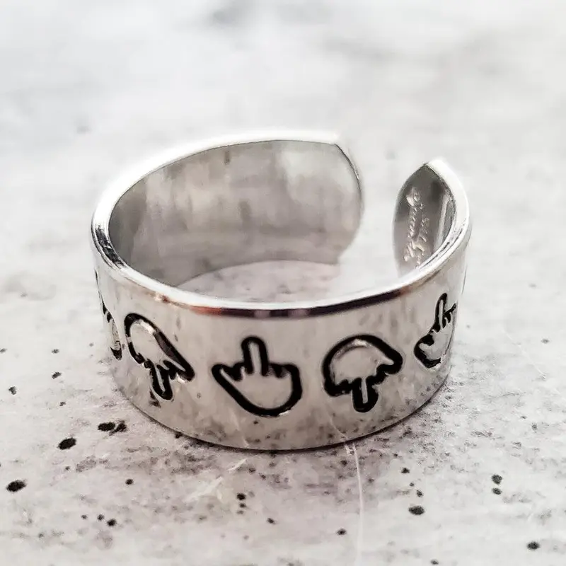 Middle Finger Parade Wide Band Ring