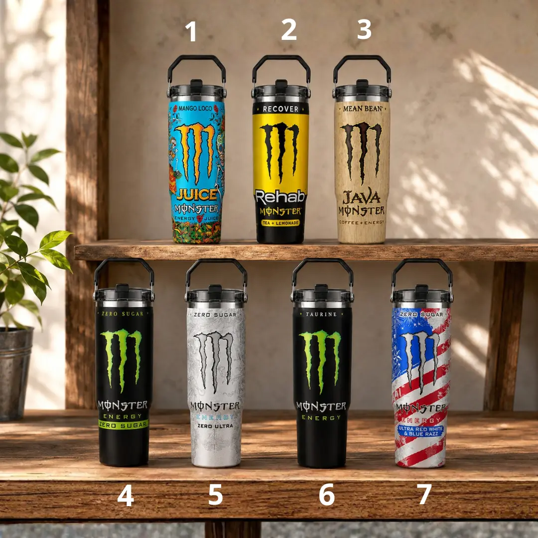 FAN FAVORITES - Mons.Energy Green Claw Energy Inspired 20oz/30oz/40oz Stainless Steel Tumbler, Neon Logo Travel Mug, Vacuum Insulated Coffee Cup, Gift for Energy Drink Fans