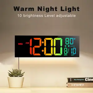 16" Large Digital Wall Clock - LED Display with Remote, Alarm & Temperature