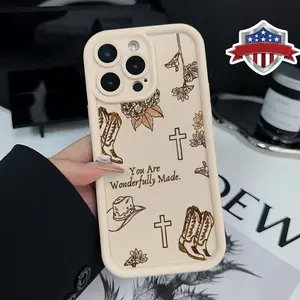 Western Religion Pattern TPU Phone Case for iPhone 17 15 16 14 Pro Max 13 12 11 XR XS Plus Air E Shockproof Drop Protection Rugged Durable Silicone Cover Cellphone Protective Casing