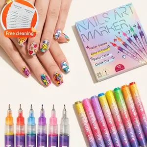 12-Color Nail Art Marker Set - Quick-Drying Acrylic Pens for DIY Manicures, Easy 3D Designs, Ideal for Beginner Adults, Adult full cover false nail, Nail Care，body paint，nails，tiktok shop items，link to buy product