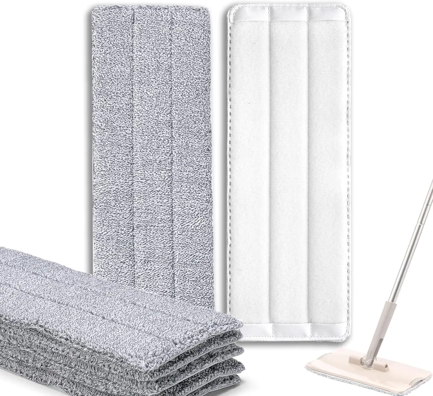 Microfiber Cleaning Pads Compatible with Squeeze Flat Mop (6 Pack), Washable and Reusable Microfiber Mop Pads for Floor Cleaning